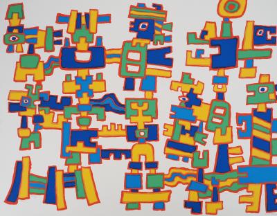 Jacques SOISSON : Cortège aztèque, Sérigraphie originale signée 2