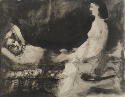 Pablo PICASSO : Les amants, Lithographie et pochoir 2