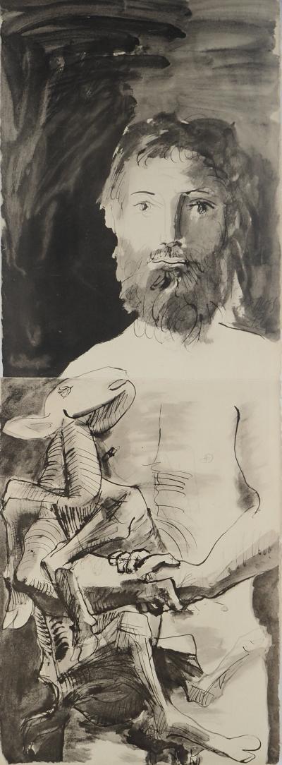Pablo PICASSO : L’homme au mouton, Lithographie et pochoir 2
