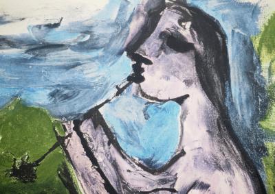 Pablo PICASSO: The Flutist, Lithograph and Stencil 2