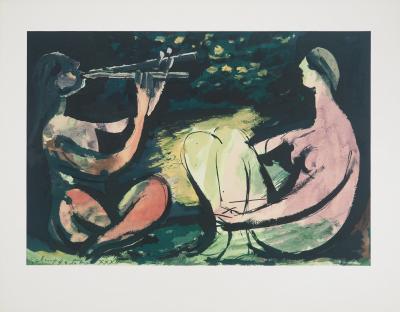 Pablo PICASSO : La double flûte, Lithographie et pochoir 2