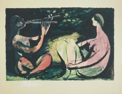 Pablo PICASSO : La double flûte, Lithographie et pochoir 2