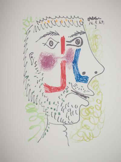 Pablo PICASSO : Le Goût du Bonheur, Jeune homme de profil, Lithographie 2