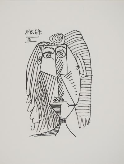 Pablo PICASSO : Le Goût du Bonheur, Visage déconstruit, Lithographie 2