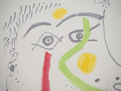 Pablo PICASSO : Le Goût du Bonheur, Autoportrait en rouge et vert, Lithographie 2