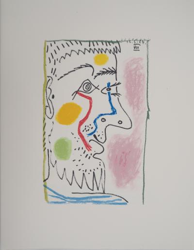 Pablo PICASSO : Le Goût du Bonheur, Autoportrait barbu, Lithographie 2