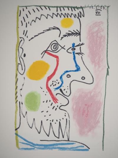 Pablo PICASSO : Le Goût du Bonheur, Autoportrait barbu, Lithographie 2