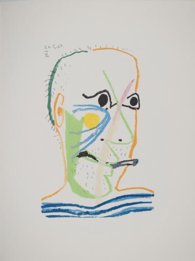 Pablo PICASSO : Le Goût du Bonheur, Autoportrait vieillissant, Lithographie 2