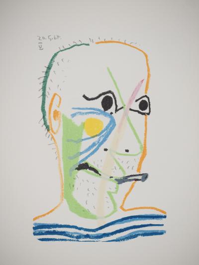 Pablo PICASSO : Le Goût du Bonheur, Autoportrait vieillissant, Lithographie 2