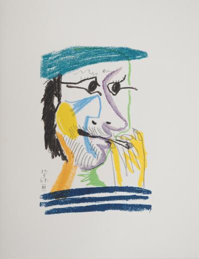 Pablo PICASSO : Le Goût du Bonheur, Autoportrait au béret, Lithographie 2