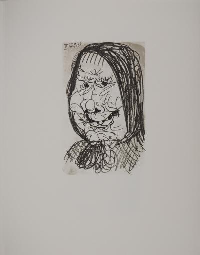 Pablo PICASSO : Le Goût du Bonheur, La vieille dame de Mougin, Lithographie 2