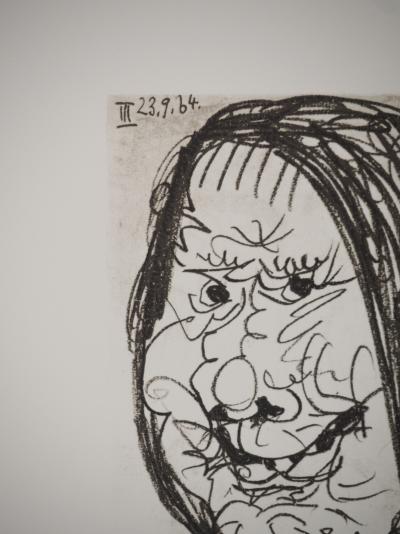 Pablo PICASSO : Le Goût du Bonheur, La vieille dame de Mougin, Lithographie 2