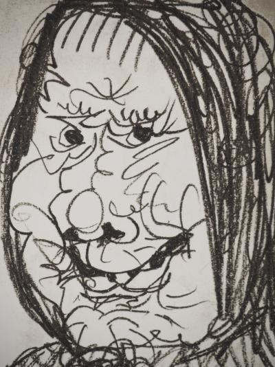 Pablo PICASSO : Le Goût du Bonheur, La vieille dame de Mougin, Lithographie 2