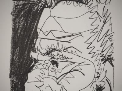 Pablo PICASSO : Le Goût du Bonheur, Autoportrait en vieillard, Lithographie 2