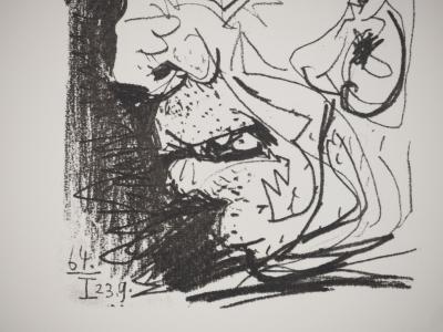 Pablo PICASSO : Le Goût du Bonheur, Autoportrait en vieillard, Lithographie 2