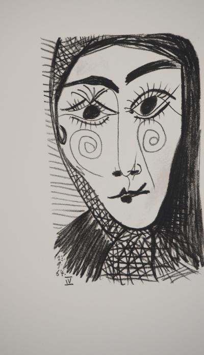 Pablo PICASSO : Le Goût du Bonheur, Jacqueline au foulard, Lithographie 2
