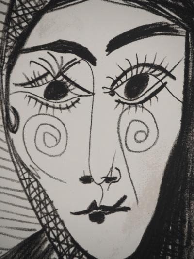 Pablo PICASSO : Le Goût du Bonheur, Jacqueline au foulard, Lithographie 2