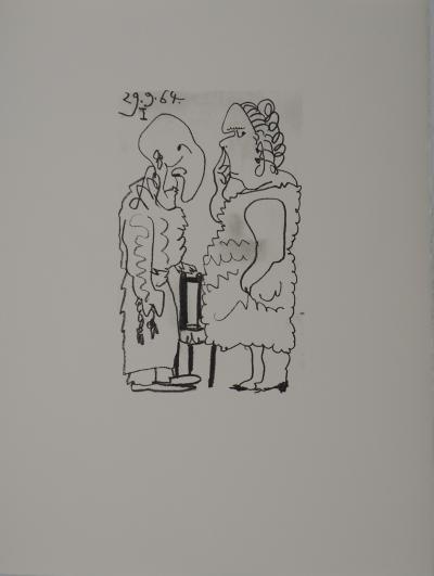 Pablo PICASSO : Le Goût du Bonheur, Couple grotesque, Lithographie 2