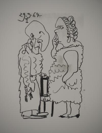 Pablo PICASSO : Le Goût du Bonheur, Couple grotesque, Lithographie 2