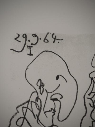Pablo PICASSO : Le Goût du Bonheur, Couple grotesque, Lithographie 2