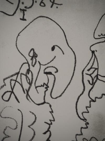 Pablo PICASSO : Le Goût du Bonheur, Couple grotesque, Lithographie 2
