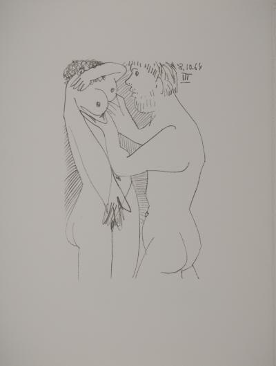 Pablo PICASSO : Le Goût du Bonheur, Les amoureux, Lithographie 2