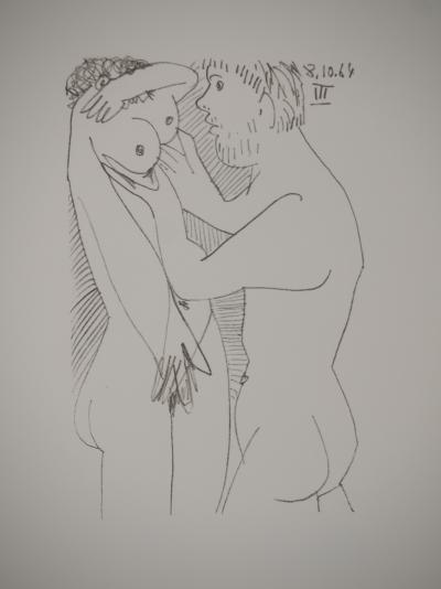 Pablo PICASSO : Le Goût du Bonheur, Les amoureux, Lithographie 2