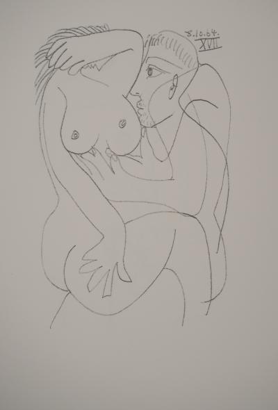 Pablo PICASSO : Le Goût du Bonheur, Les jeunes amants, Lithographie 2