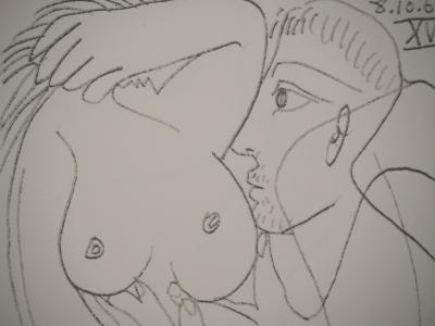 Pablo PICASSO : Le Goût du Bonheur, Les jeunes amants, Lithographie 2