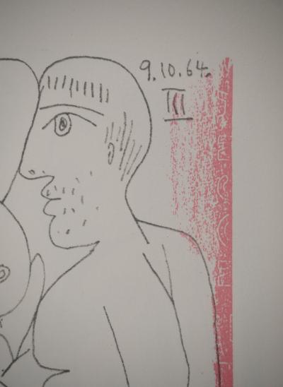 Pablo PICASSO : Le Goût du Bonheur, Intimité en vert et rose, Lithographie 2