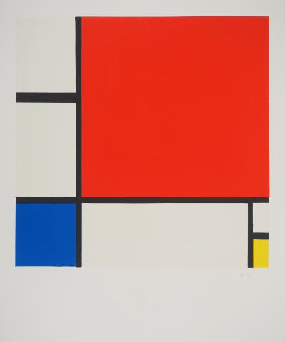 Piet MONDRIAN : Composition II en rouge, bleu et jaune - Lithographie signée 2