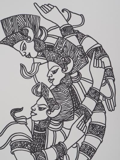 Jean MARAIS : Motifs indiens,  Lithographie originale Signée 2