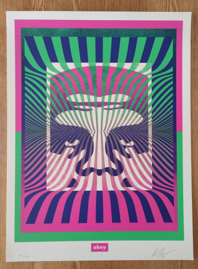 Shepard FAIREY (Obey) - Op-Art Icon (Aqua Green) - Sérigraphie signée, numerotée au crayon 2