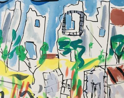 Marcel BASLER - Les ruines du château du Marquis de Sade, 1953 - Aquarelle signée 2