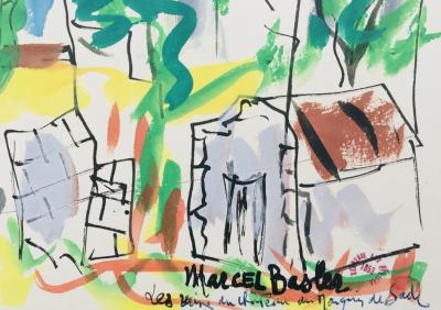Marcel BASLER - Les ruines du château du Marquis de Sade, 1953 - Aquarelle signée 2