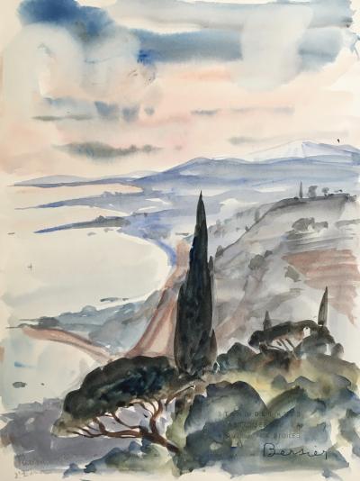 Jean-Eugène BERSIER - Taormina, Etna, 1954 - Signed watercolor 2