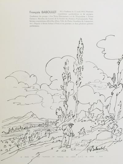 François BABOULET - Campagne, 1954 - Dessin original signé 2