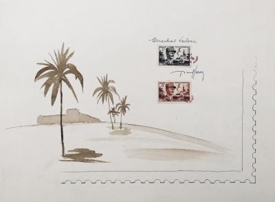 Raoul SERRES - Oasis, 1953 - Dessin original signé 2