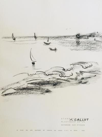 Helène GALLET - Bord de mer, 1954 - Dessin signé 2