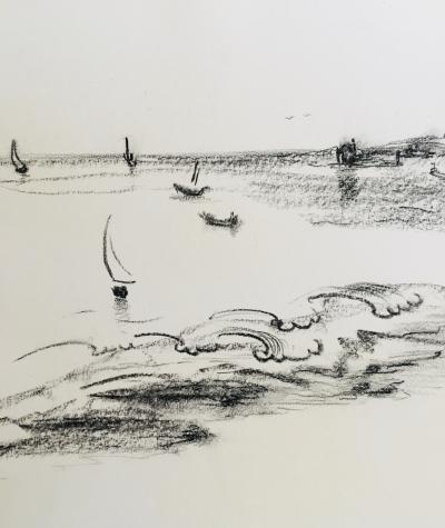Helène GALLET - Bord de mer, 1954 - Dessin signé 2