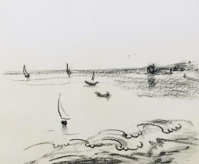 Helène GALLET - Bord de mer, 1954 - Dessin signé 2