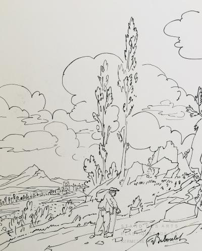 François BABOULET - Campagne, 1954 - Dessin original signé 2