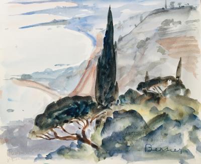 Jean-Eugène BERSIER - Taormina, Etna, 1954 - Signed watercolor 2