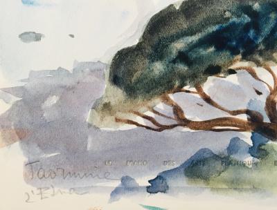 Jean-Eugène BERSIER - Taormina, Etna, 1954 - Signed watercolor 2