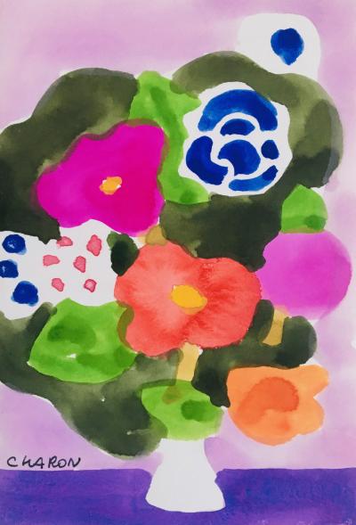 Guy CHARON - Bouquet, 1984 - Aquarelle originale signée 2