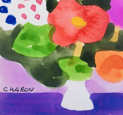 Guy CHARON - Bouquet, 1984 - Aquarelle originale signée 2