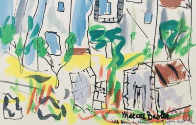 Marcel BASLER - Les ruines du château du Marquis de Sade, 1953 - Aquarelle signée 2