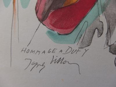 Jacques VILLON  - Le violoncelliste, Lithographie signée 2
