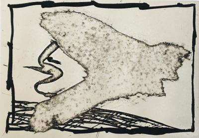 Pierre ALECHINSKY - Je pense, donc je fuis, 1986 - Lithographie et eau-forte originale signée au crayon 2