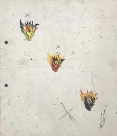 ERTE - Masques, 1970 - Gouache, Signée 2